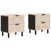 vidaXL Nachtkastje 2 pcs Wit 40 x 33 x 46 cm Massief Mango Hout