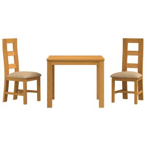 vidaXL Eetkamerset 3 st Beige Massief Eikenhout