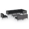 vidaXL 9-delige Loungeset met kussens poly rattan donkergrijs