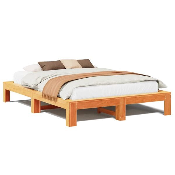 vidaXL Bedframe zonder matras massief grenenhout wasbruin 160x200 cm