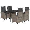 vidaXL 5-delige Tuinset met kussens poly rattan grijs