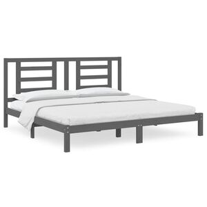 vidaXL Bedframe massief grenenhout grijs 200x200 cm
