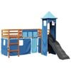 vidaXL Kinderhoogslaper met toren 80x200 cm massief grenenhout blauw