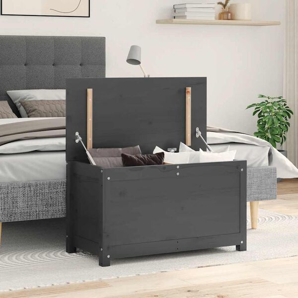 vidaXL Opbergbox grijs 80x40x45,5 cm massief grenenhout