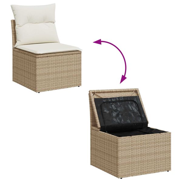 vidaXL Tuinbankenset met kussen 7 pcs Beige en Wit poly rattan