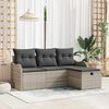 vidaXL Tuin Sofa Set met kussen met opslag 4 pcs Lichtgrijs Poly riet