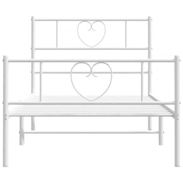 vidaXL Bedframe met hoofd- en voeteneinde metaal wit 75x190 cm