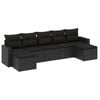 vidaXL 7-delige Loungeset met kussens poly rattan zwart
