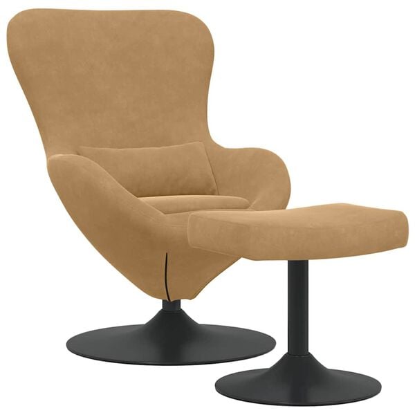 vidaXL Egg Chair met Voetsteun Bruin 63 x 73 x 90 cm Fluweel
