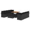 vidaXL Tuinbankenset met kussen 11 pcs Zwart poly rattan