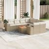 vidaXL 9-delige Loungeset met kussens poly rattan beige
