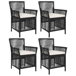 vidaXL Buitenstoel met kussen 4 pcs Zwart en Cr&egrave;me poly rattan