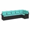 vidaXL Tuin Sofa Set met kussen 6 pcs Zwart poly rattan