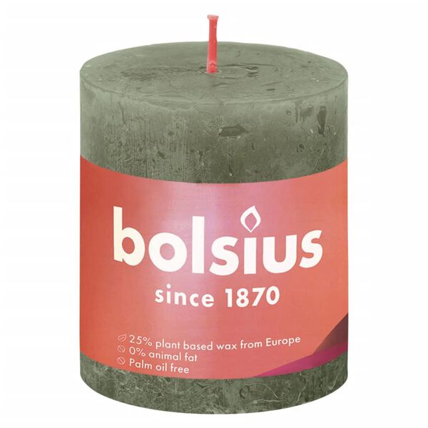 Bolsius Stompkaarsen Shine 4 st rustiek 80x68 mm fris olijfkleurig