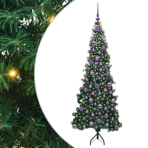 vidaXL Hoek Kunstkerstboom met 300 LED Groen 180 cm PVC en Metaal