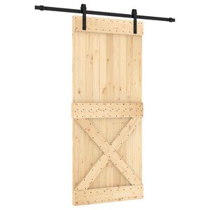 vidaXL Schuifdeur Naturel en Zwart 90 x 210 cm Massief Grenenhout