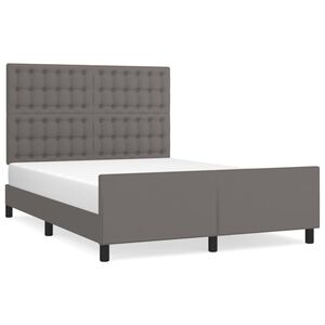 vidaXL Bedframe met hoofdbord kunstleer grijs 140x190 cm