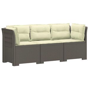 vidaXL 3-zits tuinbank met kussens in rattanlook PP Lichtgrijs