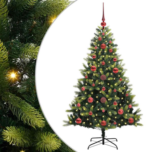 vidaXL Kunstkerstboom met scharnier 150 LEDs Groen 120 cm PVC en PE