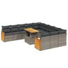 vidaXL 11-delige Loungeset met kussens poly rattan grijs