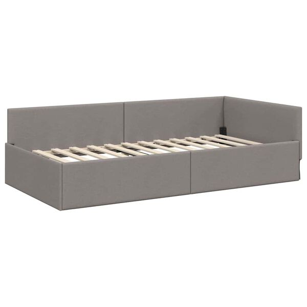 vidaXL Hoekbedframe met hoofdeinde Taupe 80 cm x 200 cm Stof