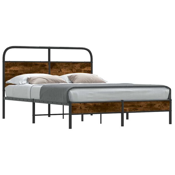 vidaXL Bedframe zonder matras bewerkt hout gerookt eiken 135x190 cm