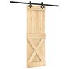 vidaXL Schuifdeur Naturel en Zwart 70 x 210 cm Massief Grenenhout