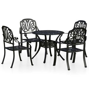 vidaXL 5-delige Bistroset gietaluminium zwart