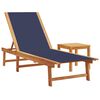 vidaXL Ligbed met tafel massief acaciahout en textileen blauw