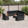 vidaXL 12-delige Loungeset met kussens poly rattan zwart
