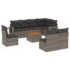 vidaXL 9-delige Loungeset met kussens poly rattan grijs
