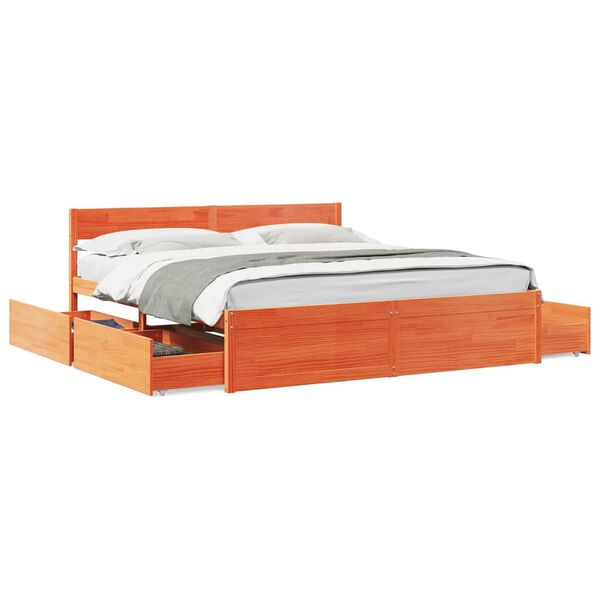 vidaXL Bedframe zonder matras massief grenenhout wasbruin 180x200 cm