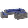 vidaXL 8-delige Loungeset met kussens poly rattan grijs