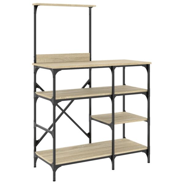 vidaXL Bakkersrek 90x40x132 cm bewerkt hout en metaal sonoma eiken