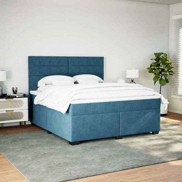 vidaXL Boxspring met matras fluweel blauw 180x200 cm