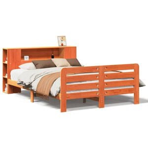 vidaXL Bed met matras massief grenenhout wasbruin 140x190 cm