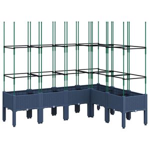 vidaXL Plantenbak met latwerk 160x120x142,5 cm polypropeen blauwgrijs