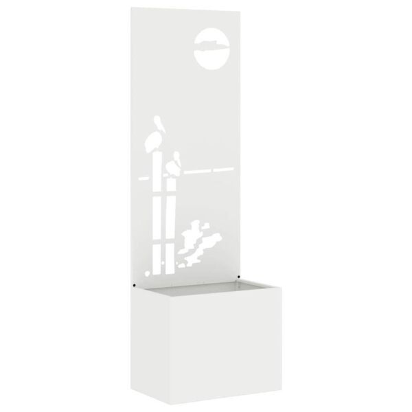 vidaXL Tuin Privacy Screen Fretwerk Wit 50 x 140 cm Koudgewalst staal