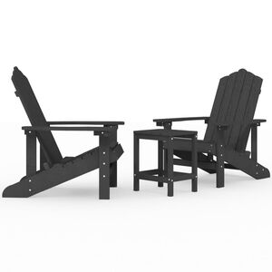 vidaXL Tuinstoelen Adirondack met tafel HDPE antracietkleurig
