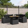 vidaXL 6-delige Loungeset met kussens poly rattan zwart
