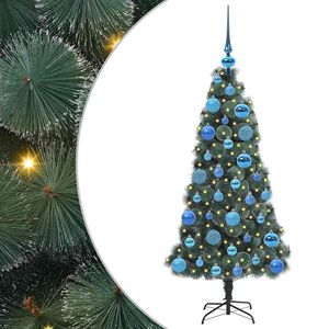 vidaXL Kunstmatige Voorverlichte Kerstboom met Bal Set Groen 120 cm