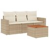 vidaXL 4-delige Loungeset met kussens poly rattan beige