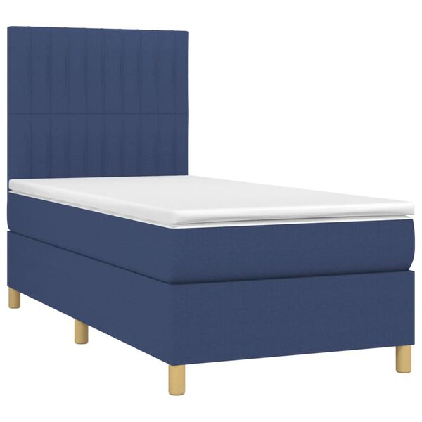 vidaXL Boxspring met matras en LED stof blauw 80x200 cm