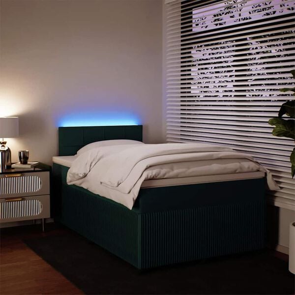 vidaXL Boxspring met matras fluweel donkergroen 120x190 cm