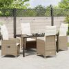 vidaXL Tuin eettafelset met kussen 5 pcs Beige poly rattan