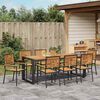 vidaXL Tuin eettafelset 9 pcs Zwart en Bruin poly rattan