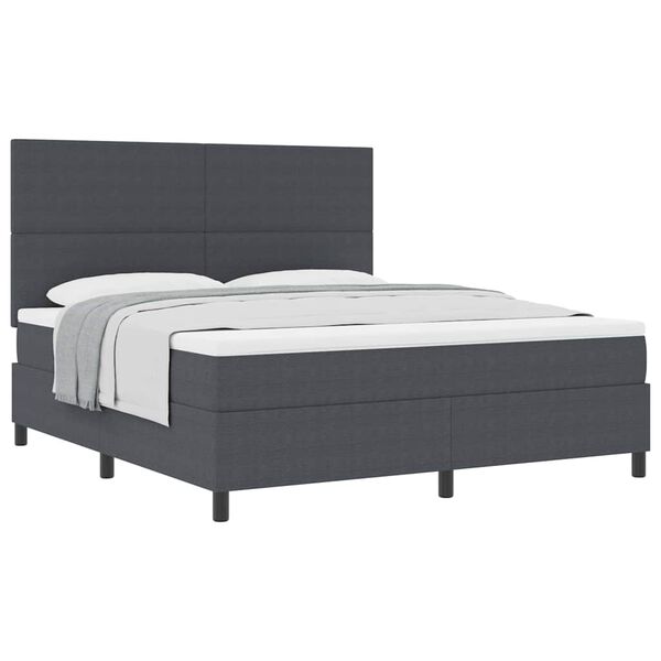 vidaXL Boxspring bed Donkergrijs en Wit 203 x 180 x 128 cm