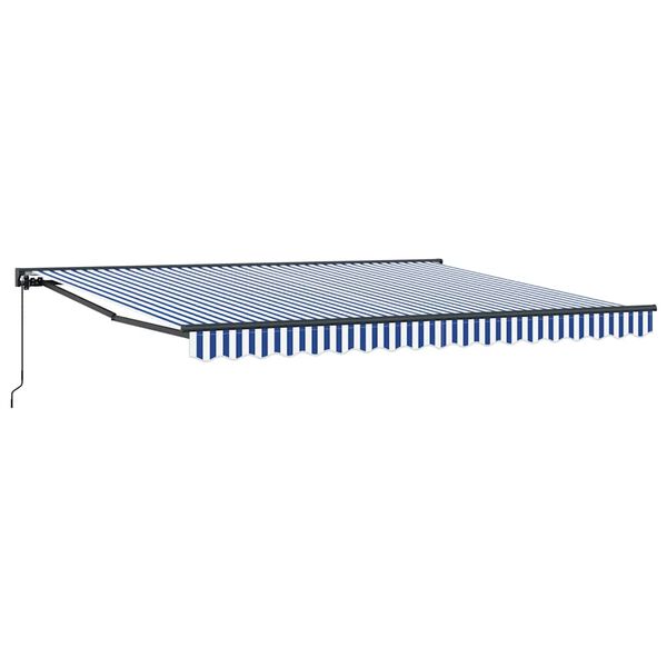 vidaXL Luifel uittrekbaar 3,5x2,5 m stof en aluminium blauw en wit