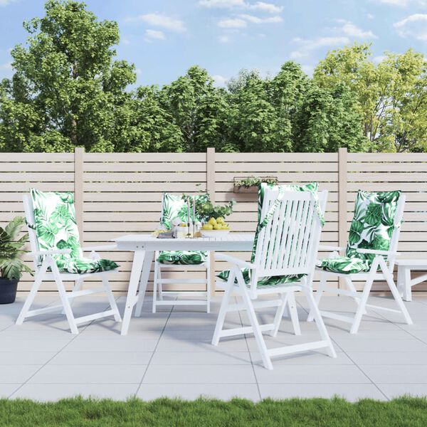 vidaXL Stoelkussens 4 st hoge rug bladpatroon oxford stof