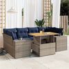 vidaXL 7-delige Loungeset met kussens poly rattan grijs